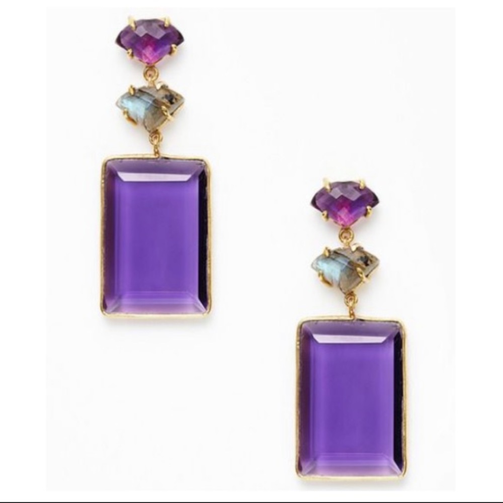 Kanupriya Amethyst & Labradorite Rectangular Earrings